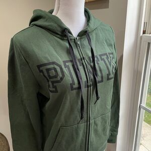 VS PINK Everyday Lounge Full Zip Green Hoodie S